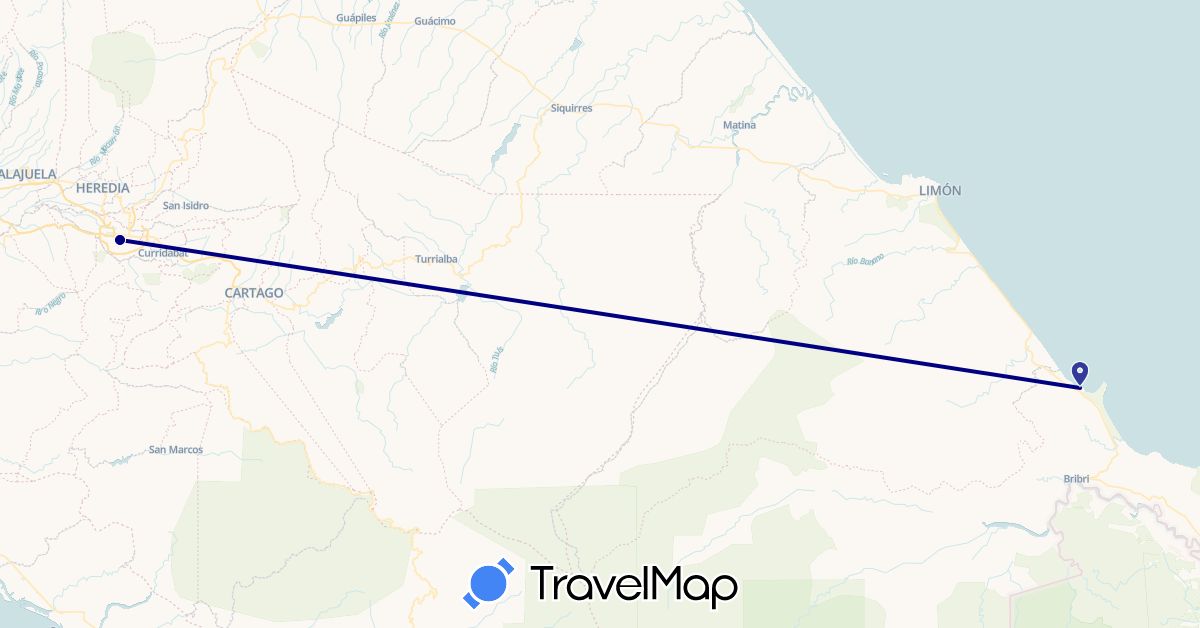 TravelMap itinerary: driving, plane in Costa Rica (North America)
